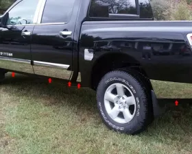 Quality Automotive Accessories 10-Piece Stainless Steel Rocker Panel Trim Upper Kit Nissan Titan 4-Door Crew Cab 2004-2015