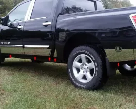 Quality Automotive Accessories 13-Piece Stainless Steel Rocker Panel Trim Upper Kit Nissan Titan 4-Door Crew Cab 2004-2015