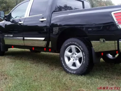 Quality Automotive Accessories 13-Piece Stainless Steel Rocker Panel Trim Upper Kit Nissan Titan 4-Door Crew Cab 2004-2015 - TH24521