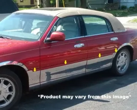 Quality Automotive Accessories 16-Piece Stainless Steel Rocker Panel Trim Full Kit Lincoln Town Car 4-Door Sedan 1990-1994
