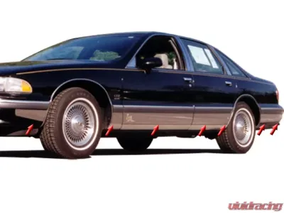 Quality Automotive Accessories 14-Piece Stainless Steel Rocker Panel Trim Full Kit Chevrolet Caprice 4-Door Sedan 1993-1997 - TH33175