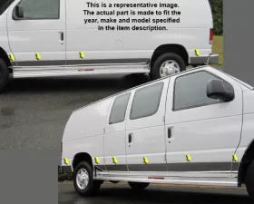 Quality Automotive Accessories 11-Piece Stainless Steel Rocker Panel Trim Lower Kit Ford Econoline 4-Door Cargo van w/Swinging Door 1993-2002