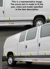 Quality Automotive Accessories 11-Piece Stainless Steel Rocker Panel Trim Lower Kit Ford Econoline 4-Door Cargo van w/Swinging Door 1993-2002                                     - TH35319 - Image 4