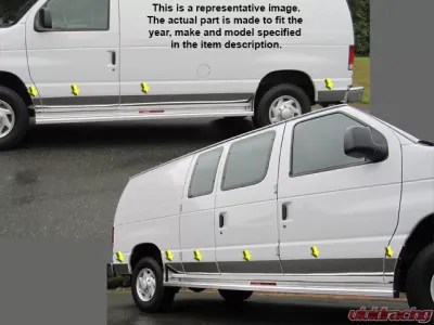 Quality Automotive Accessories 11-Piece Stainless Steel Rocker Panel Trim Lower Kit Ford Econoline 4-Door Cargo van w/Swinging Door 1993-2002 - TH35319
