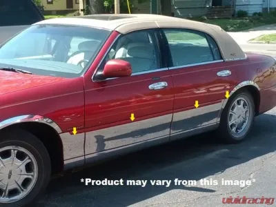 Quality Automotive Accessories 12-Piece Stainless Steel Rocker Panel Trim Full Kit Lincoln Town Car Limousine 70" Stretch 1995-1997 - TH35682