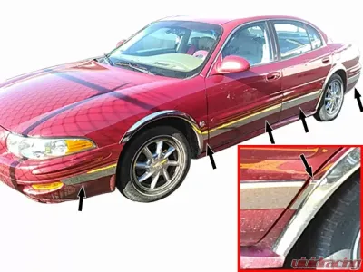 Quality Automotive Accessories 12-Piece Stainless Steel Rocker Panel Trim Upper Kit Buick LeSabre 4-Door Sedan 2000-2005 - TH40567