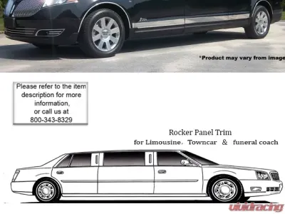 Quality Automotive Accessories 11-Piece Stainless Steel Rocker Panel Trim Upper Kit Lincoln MKT 5-Door Limousine 120" Stretch 2010-2020 - TH50676