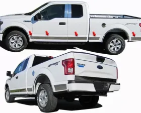 Quality Automotive Accessories 12-Piece Stainless Steel Rocker Panel Trim Upper Kit Ford F-150 4-Door Super Cab 5.5 bed 2015-2020