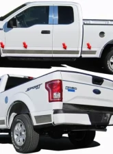 Quality Automotive Accessories 12-Piece Stainless Steel Rocker Panel Trim Upper Kit Ford F-150 4-Door Super Cab 5.5 bed 2015-2020                                     - TH55300 - Image 6