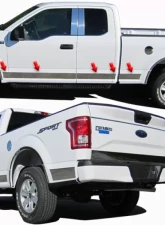 Quality Automotive Accessories 12-Piece Stainless Steel Rocker Panel Trim Upper Kit Ford F-150 4-Door Super Cab 6.5 bed 2015-2020                                     - TH55302 - Image 7