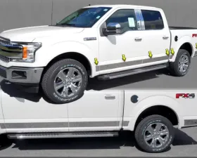 Quality Automotive Accessories 12-Piece Stainless Steel Rocker Panel Trim Upper Kit Ford F-150 4-Door Crew Cab 6.5 bed 2015-2020