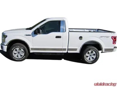 Quality Automotive Accessories 10-Piece Stainless Steel Rocker Panel Trim Upper Kit Ford F-150 2-Door Regular Cab 8.1' Bed 2015-2020 - TH55309
