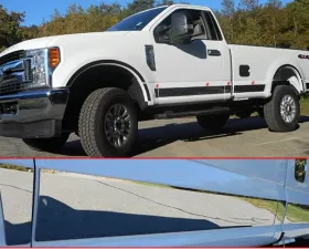 Quality Automotive Accessories 10-Piece Stainless Steel Rocker Panel Trim Upper Kit Ford F-250 & F-350 Super Duty 2-Door Regular Cab 8' Bed 2017-2022