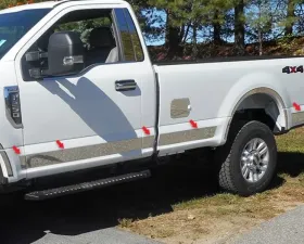 Quality Automotive Accessories 10-Piece Stainless Steel Rocker Panel Trim Upper Kit Ford F-250 & F-350 Super Duty 2-Door Regular Cab 6.75' Bed 2017-2022