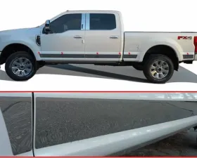 Quality Automotive Accessories 12-Piece Stainless Steel Rocker Panel Trim Upper Kit Ford F-250 & F-350 Super Duty 4-Door Crew Cab 8' Bed 2017-2022