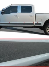 Quality Automotive Accessories 12-Piece Stainless Steel Rocker Panel Trim Upper Kit Ford F-250 & F-350 Super Duty 4-Door Crew Cab 8' Bed 2017-2022                                     - TH57323 - Image 3