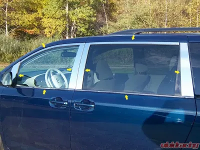Quality Automotive Accessories 16-Piece Stainless Steel Window Trim Package Toyota Sienna 4-Door Minivan 2011-2020 - WP11150