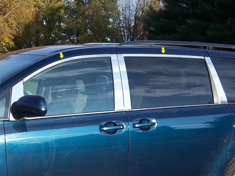 Quality Automotive Accessories 4-Piece Stainless Steel Window Trim Package Toyota Sienna 4-Door Minivan 2011-2020 - WP11152