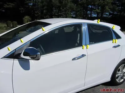 Quality Automotive Accessories 18-Piece Stainless Steel Window Trim Package Hyundai Elantra 4-Door GT Hatchback 2013-2017 - WP13345