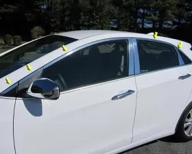 Quality Automotive Accessories 10-Piece Stainless Steel Window Trim Package Hyundai Elantra 4-Door GT Hatchback 2013-2017