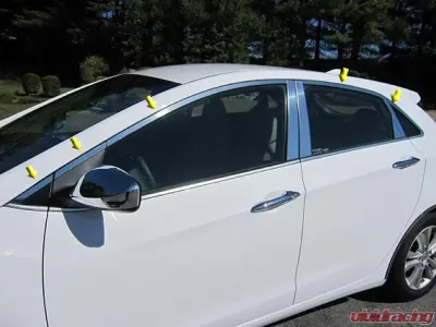 Quality Automotive Accessories 10-Piece Stainless Steel Window Trim Package Hyundai Elantra 4-Door GT Hatchback 2013-2017 - WP13346