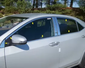 Quality Automotive Accessories 12-Piece Stainless Steel Window Trim Package Toyota Corolla 4-Door Sedan 2014-2019