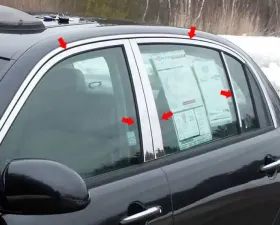 Quality Automotive Accessories 10-Piece Stainless Steel Window Trim Package Kia Amanti 4-Door Sedan 2004-2010