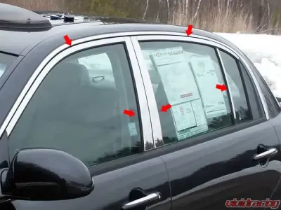 Quality Automotive Accessories 10-Piece Stainless Steel Window Trim Package Kia Amanti 4-Door Sedan 2004-2010 - WP24800