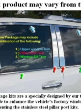 Quality Automotive Accessories 12-Piece Stainless Steel Window Trim Package Toyota Avalon 4-Door Sedan 2005-2011                                     - WP25125 - Image 4