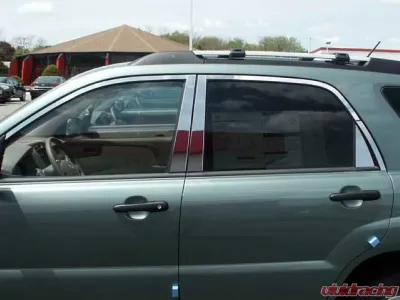 Quality Automotive Accessories 12-Piece Stainless Steel Window Trim Package Kia Sportage 4-Door SUV 2005-2010 - WP28835