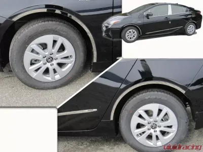 Quality Automotive Accessories 4-Piece Stainless Steel Wheel Well Accent Trim Toyota Prius 4-Door Hatchback 2016-2022 - WQ16135