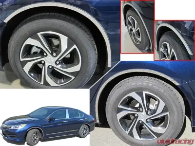 Quality Automotive Accessories 4-Piece Stainless Steel Wheel Well Accent Trim Honda Accord 4-Door Sedan 2016-2017 - WQ16281