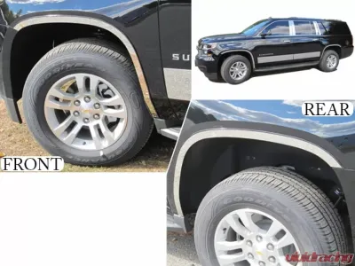 Quality Automotive Accessories 4-Piece Stainless Steel Wheel Well Accent Trim Chevrolet Suburban 4-Door SUV 2015-2020 - WQ55198