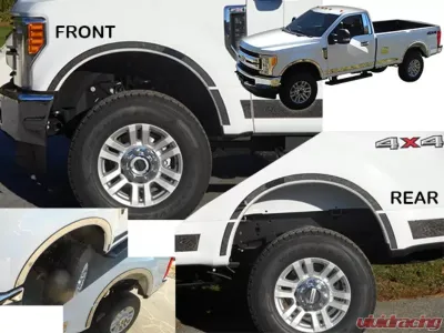 Quality Automotive Accessories 10-Piece Stainless Steel Wheel Well Accent Trim Ford F-250 & F-350 Super Duty 2-Door Regular Cab 8' Bed 2017-2022 - WQ57320