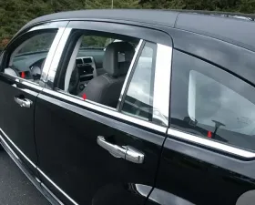 Quality Automotive Accessories 6-Piece Stainless Steel Window Sill Trim Set Dodge Caliber 4-Door Hatchback 2007-2012