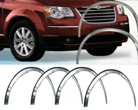 Quality Automotive Accessories 4-Piece Molded Stainless Steel Wheel Well Fender Trim Molding Chrysler Town & Country 4-Door Minivan 2008-2016