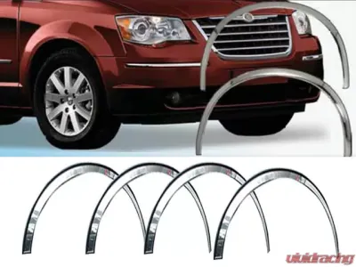 Quality Automotive Accessories 4-Piece Molded Stainless Steel Wheel Well Fender Trim Molding Chrysler Town & Country 4-Door Minivan 2008-2016 - WZ48895