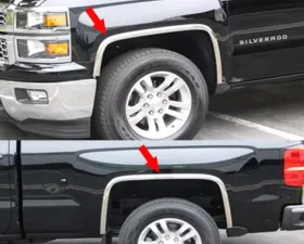 Quality Automotive Accessories 4-Piece Molded Stainless Steel Wheel Well Fender Trim Molding Chevrolet Silverado 2-Door 4-Door 1500 LD only 2016-2018
