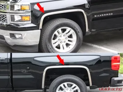 Quality Automotive Accessories 4-Piece Molded Stainless Steel Wheel Well Fender Trim Molding Chevrolet Silverado 2-Door 4-Door 1500 LD only 2016-2018 - WZ56181