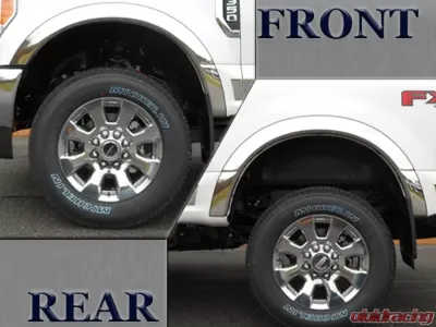 Quality Automotive Accessories 4-Piece Molded Stainless Steel Wheel Well Fender Trim Molding Ford F-250 & F-350 Super Duty 2-Door 4-Door Does not fit dually 2017-2022 - WZ57325