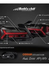 Buddy Club LED Tail Lamp AP1 Honda S2000 2000-2004                                     - BC08-TLAP1-01 - Image 4