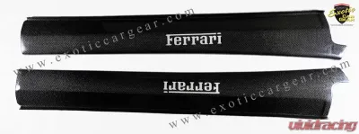 Exotic Car Gear Carbon Fiber 1-Pair OEM Door Sills w/ Embedded Silver Script Ferrari 360/F430 - ECG-FER-3F4DSS