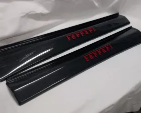 Exotic Car Gear Carbon Fiber 1-Pair OEM Door Sills w/ Raised Red Script Ferrari 360/F430