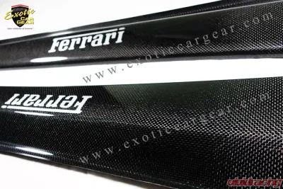 Exotic Car Gear Carbon Fiber 1-Pair OEM Door Sills w/ Embedded Silver Script Ferrari 360/F430 - ECG-FER-3F4DSS