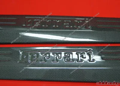 Exotic Car Gear Carbon Fiber 1-Pair Door Sills w/ Ferrari Embossed Script Ferrari 458 - ECG-FER-458DSE
