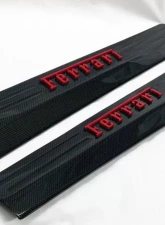 Exotic Car Gear Carbon Fiber 1-Pair Door Sills w/ Red Ferrari Raised Script Ferrari 458                                     - ECG-FER-458DSRR - Image 3
