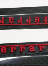 Exotic Car Gear Carbon Fiber 1-Pair Door Sills w/ Red Ferrari Raised Script Ferrari 458                                     - ECG-FER-458DSRR - Image 2
