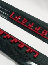 Exotic Car Gear Carbon Fiber 1-Pair Door Sills w/ Red Ferrari Raised Script Ferrari 458                                     - ECG-FER-458DSRR - Image 3