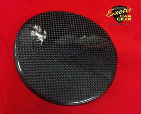 Exotic Car Gear Carbon Fiber Fuel Lid Cover w/ Cavallino Ferrari 458