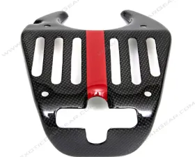 Exotic Car Gear Carbon Fiber Rear Hatch Lock Cover w/ Red Stripe Ferrari 458